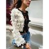 Fashion Bow Lace Up Coat for Women Elegant Long Sleeve O Neck Short Jacket 2024 Autumn New Chic Female Patchwork Hollow Out Top