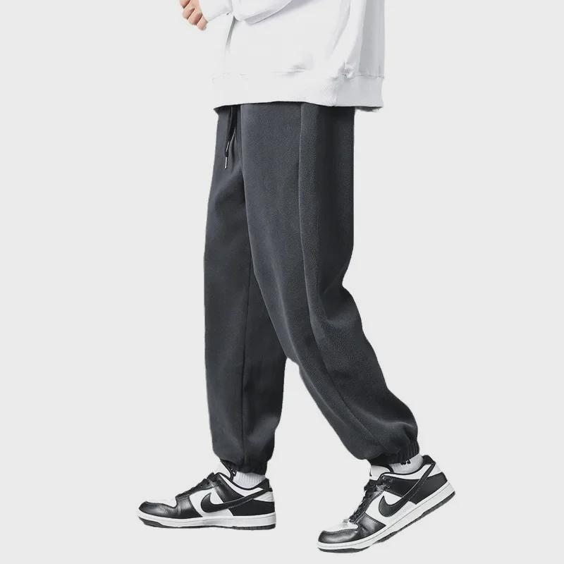 Спортивные брюки свободного кроя в стиле унисекс в стиле «американское ретро» — двухсторонний флис, повседневный вариант для осени и зимы.