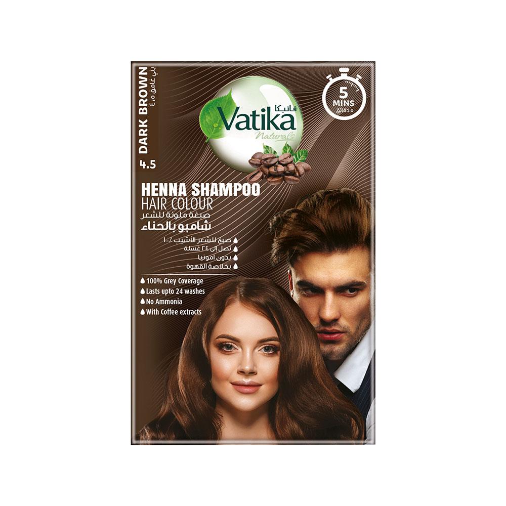 Instant Henna Shampoo Hair Color - Dark Brown Vatika Naturals 2 Pcs