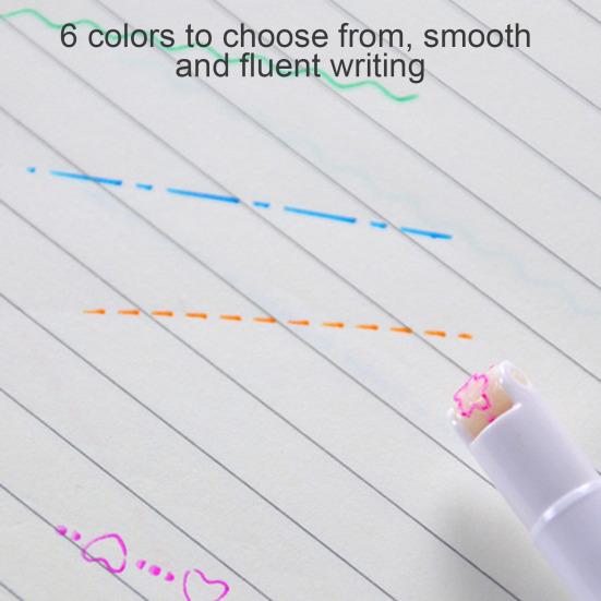 6/12/18Pcs Lace Pen Set Wave Shape Flower Pattern Highlighter Pens Fine Tip Markers Office School Supplies