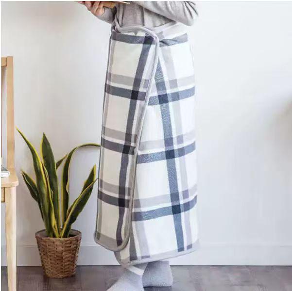 New Fall/Winter Blue Check Shoulder Wrap: Multifunctional, Extra Thick, Warm Shawl, Blanket, and Nap Cape.