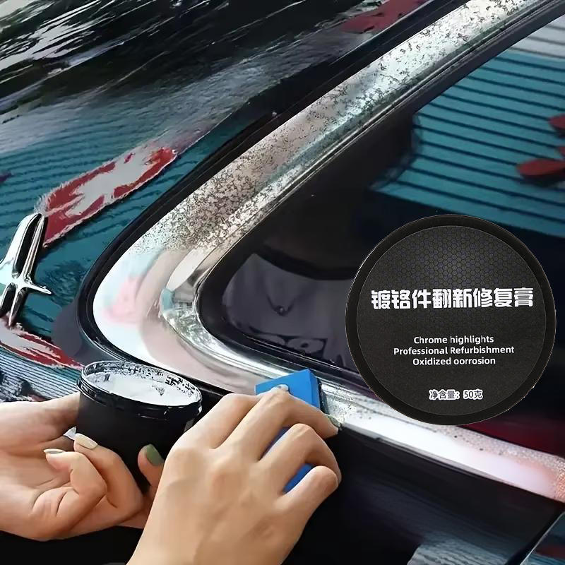 Паста для полировки и восстановления хрома автомобиля - Полироль для металла для дверных ручек, оконных молдингов - Удаляет ржавчину, водяные пятна и окисление