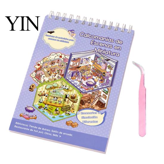 Educational Paper Crafts for Kids Spanish Miniature House Landscaping Stickers, Self-Adhesive DIY Scene Building Stickers Decals, Interactive Crafting