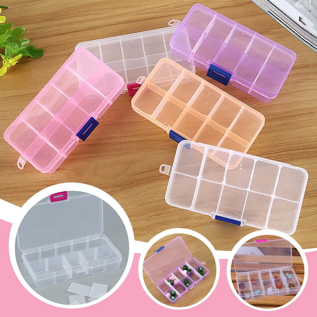 Foldable 10 Compartment Jewelry Bead Nail Tips Storage Box