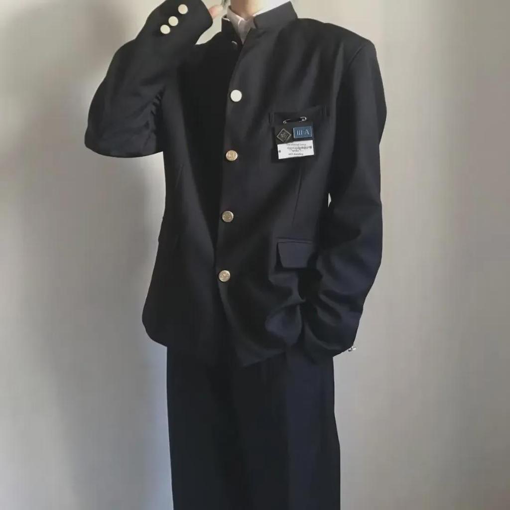 Унисекс Японский студенческий стиль воротник-стойка форменная куртка