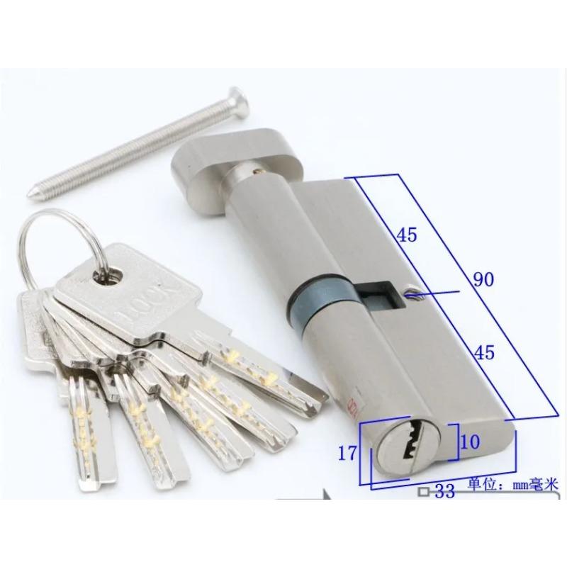 Door Hardware 60 70 80 90mm Security Copper Door Lock Cylinder Interior Bedroom Living Lock Handle Brass Key Locking