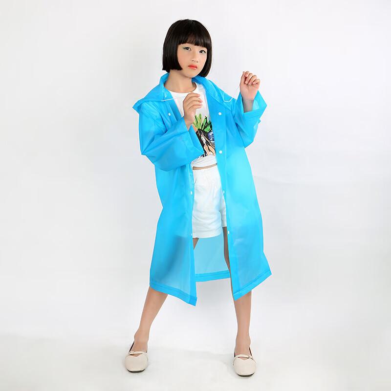 Xinqin Children's Raincoat EVA Waterproof Fabric Outdoor Travel Fashionable Reusable Rain Gear Blue 3-Pack