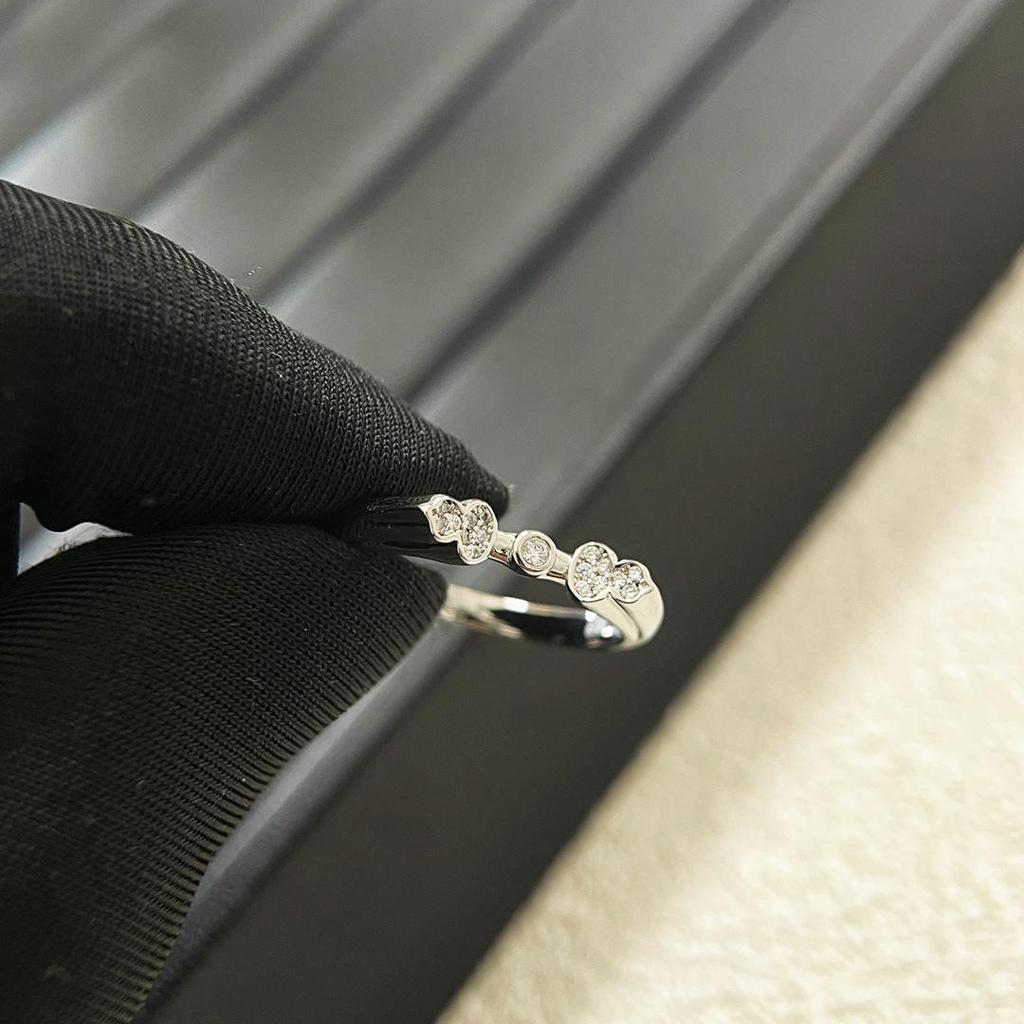 Qijia 925 Sterling Silver CNC Diamond Enamel Gourd Ring