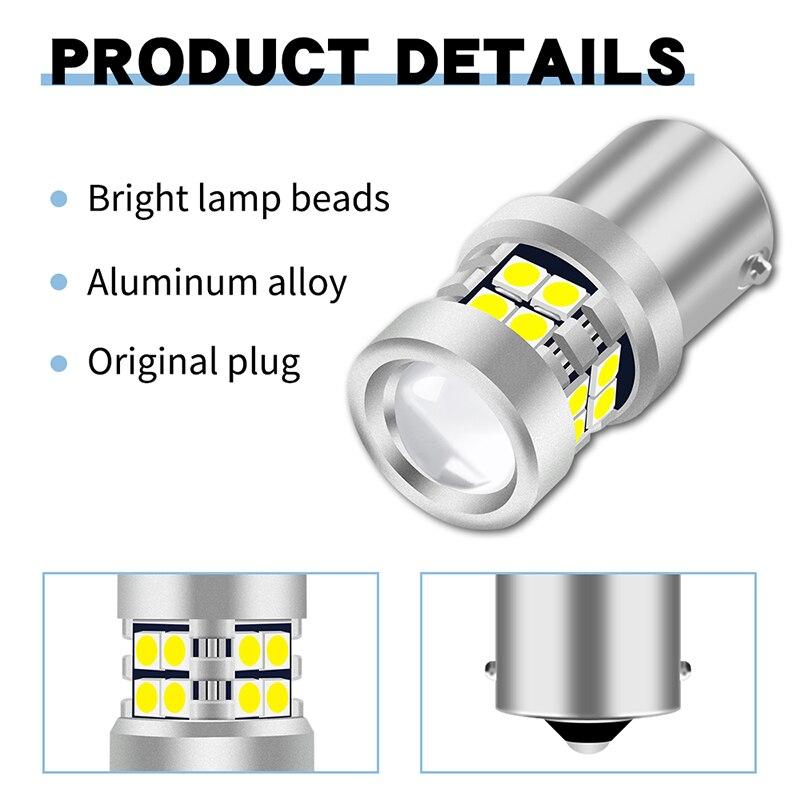 2pcs 1156 BA15S PY21W P21/5W 1157 BAY15D LED Bulbs 3030 19SMD Canbus Car Turn Signal Light Brake Reverse Parking Lamps 6000k 12v