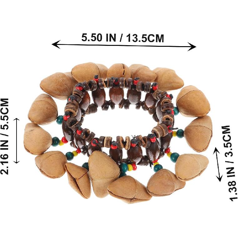 Milisten Тамбора Доминиканская 2 шт. Браслет из африканской скорлупы, музыкальный инструмент, ручной колокольчик, браслет с африканским орехом, браслет, музыкальный инструмент, барабан