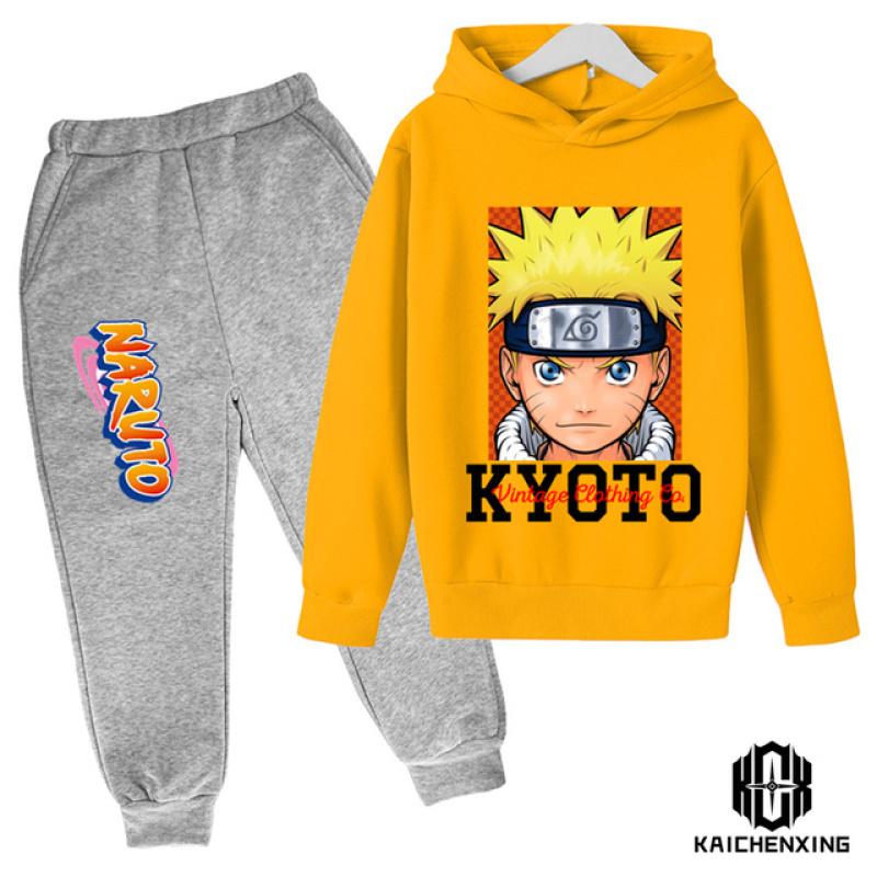 2023 модная детская одежда, костюм, толстовка с капюшоном Наруто для мальчиков, брюки из 2 предметов, детский спортивный костюм Наруто с героями мультфильмов, костюм Наруто для мальчиков