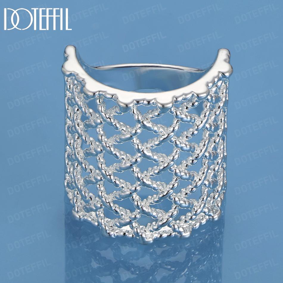 Кольцо квадратной формы из стерлингового серебра 925 пробы с сеткой, модные свадебные украшения