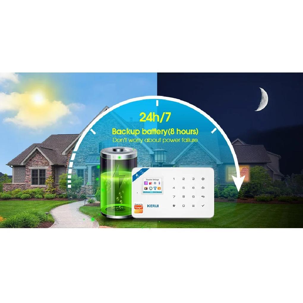 KERUI W181 Tuya Smart WIFI GSM Security Alarm System Works With Alexa Home Burglar Motion Detector Door Sensor Outdooor Camera