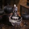 Creative Smoke Waterfall Skeleton Incense Burner, Backflow Cone Holder, Gothic Skull Artistic Diffuser Stick Holder for Halloween Home Decor,