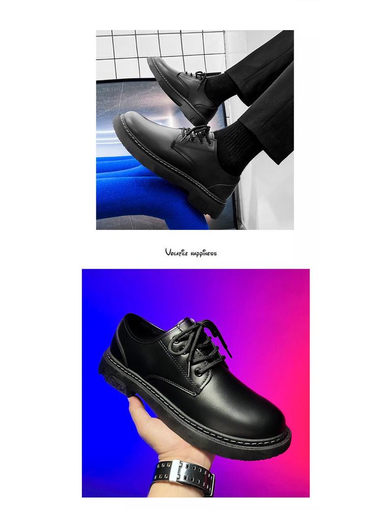 Мужские повседневные черные кожаные ботинки Мартин - Маленькие, Формальные, Деловые, Рабочие туфли