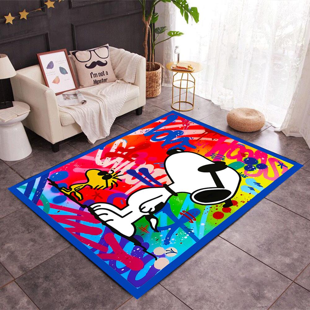 Snoopy And Woodstock Friendship Themed Anti-Slip Rugs - Polyester Home Decor, Suitable for Bedrooms, Living Rooms, Doorways, Studios, and Decorations