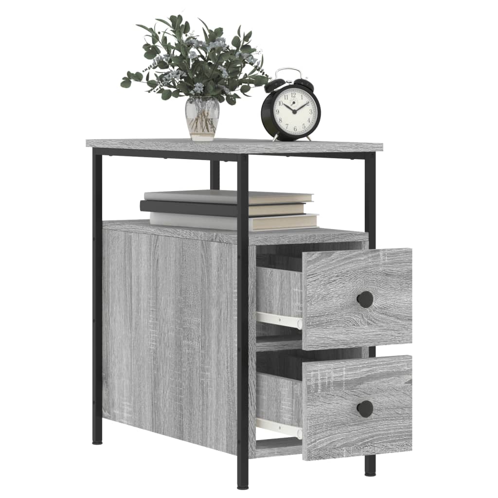 Nightstand Gray Sonoma Oak 30 x 60 x 60 cm Engineered Wood