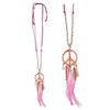 [Q5939] - 'Boho' Pink (peace) Sautoir Necklace - 90 Cm - 16x5 Cm
