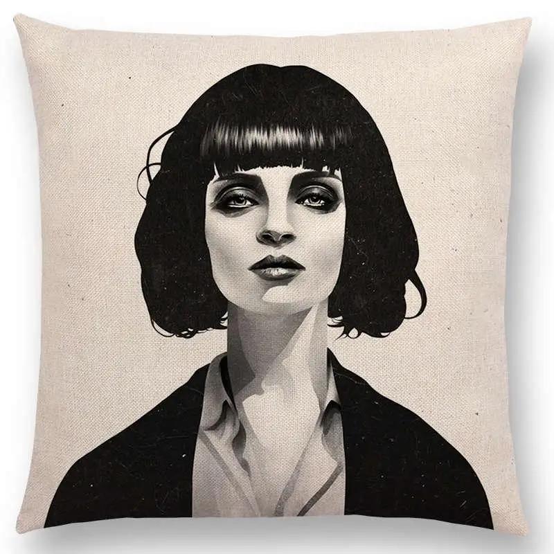 New Black White Style Wonder GirlSofa Pillow Case Elegant Lady Miracle Beauty Portrait Noble Mind Gorgeous Ideas Cushion Cover