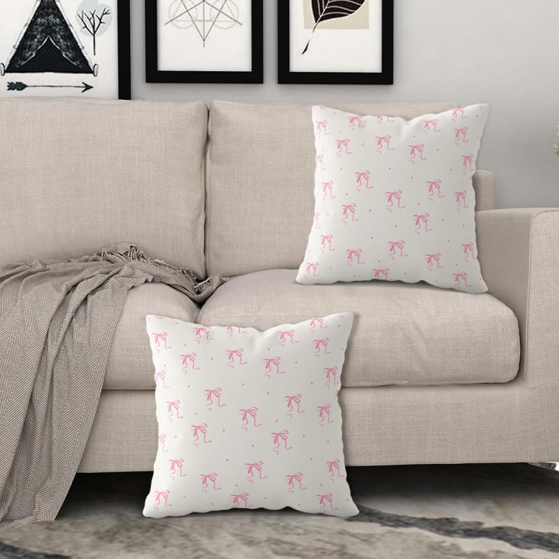 Pink Bow Throw Pillow,Cute And Girly Style Cushion,Accent Pillow,Includes Pillow Core For Sofas,Beds,Living Rooms,Offices