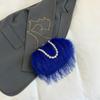 Furry Crossbody Bag with Pearl Handle Fashion Chain Plush Shoulder Bags for Women Soft Faux Fur Evening Party Purse
