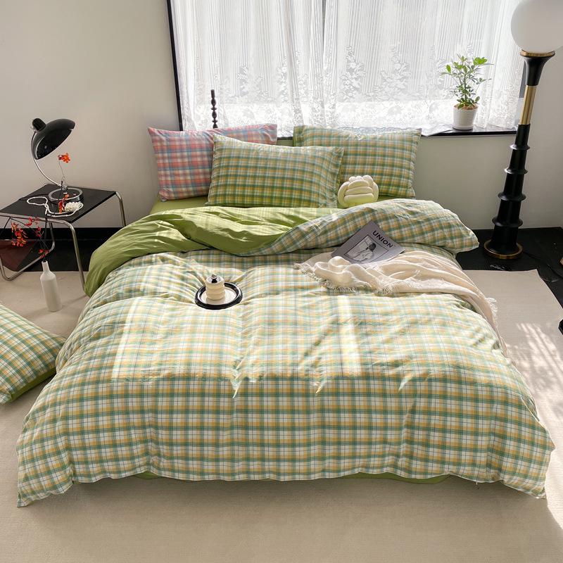 Серия AB Cotton: Комплект постельного белья из чистого хлопка для общежития - односпальный, из четырех частей с простынями