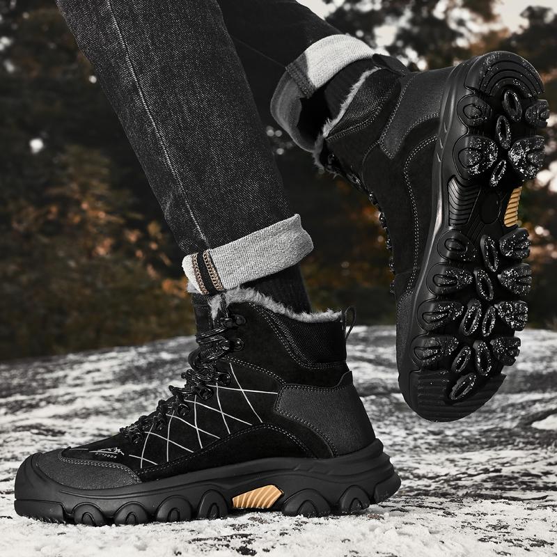 Unisex Warm Lined Outdoor Thick Sole Boots High Top Shoes Fashion Style Winter Walking and Commuting Casual Outdoor Travel Sizes 38-46