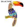 Rhinestone Toucan Large Parrot Brooches for Women Animal Pin Colorful Fashion Jewelry Coat Sweater Accessories