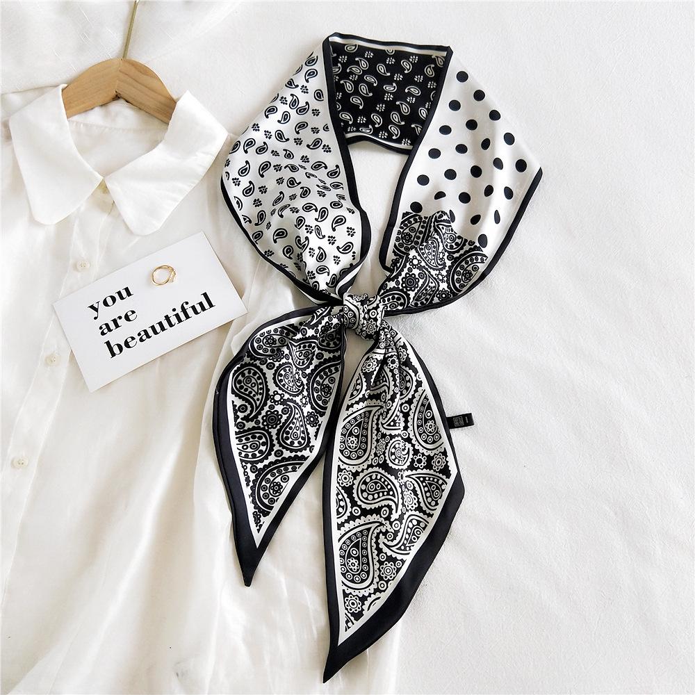 Long Neckerchief Skinny Hair Bands Women Silk Scarfs Fashion Headbands Bag Scarves Print Hairband Neck Scarf For Ladies 14x147cm