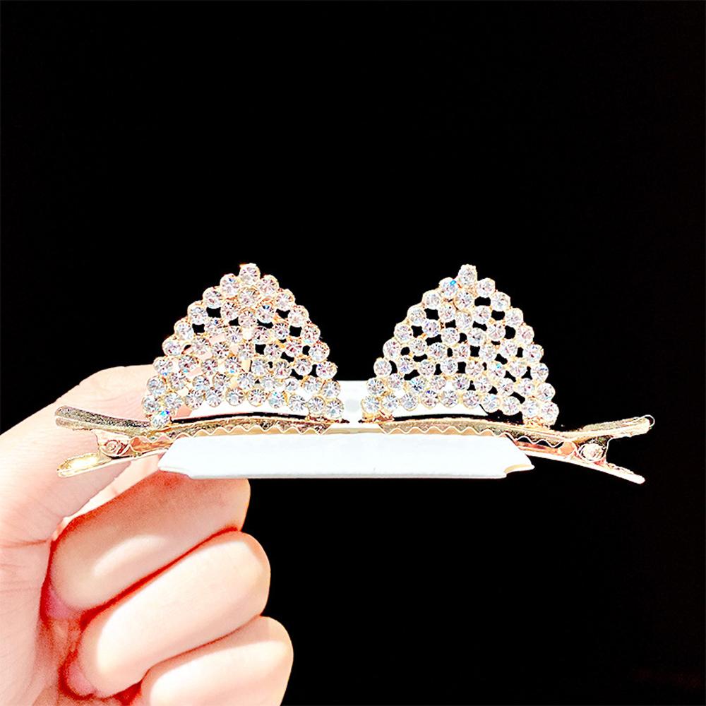 Милые корейские милые блестящие девушки хрустальные заколки аксессуары для волос заколка-уточка кошачьи ушки заколки для волос