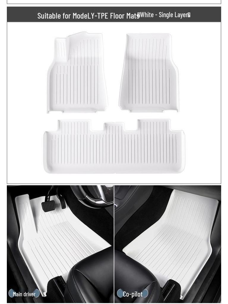 Custom TPE Car Mats for 2023 Tesla Model 3/Y - White Gray