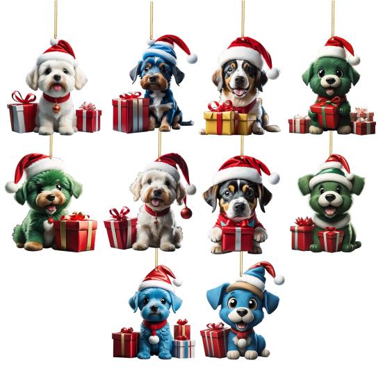 Рождественский орнамент Яркий цвет Легко повесить Милая собака Автомобиль Подвесной кулон Рождественская елка Акриловый кулон