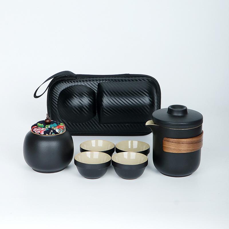 Travel Kung Fu Tea Set Small Set Portable Kuaike Cup One Pot Four Cups Outdoor Tea Pot Tea Cup Gifts