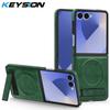 KEYSION Luxuxy PU Leather Magnetic Case for MagSafe for Samsung Galaxy Z Flip 7 5G 7 SE Kickstand Wireless Charging Phone Cover