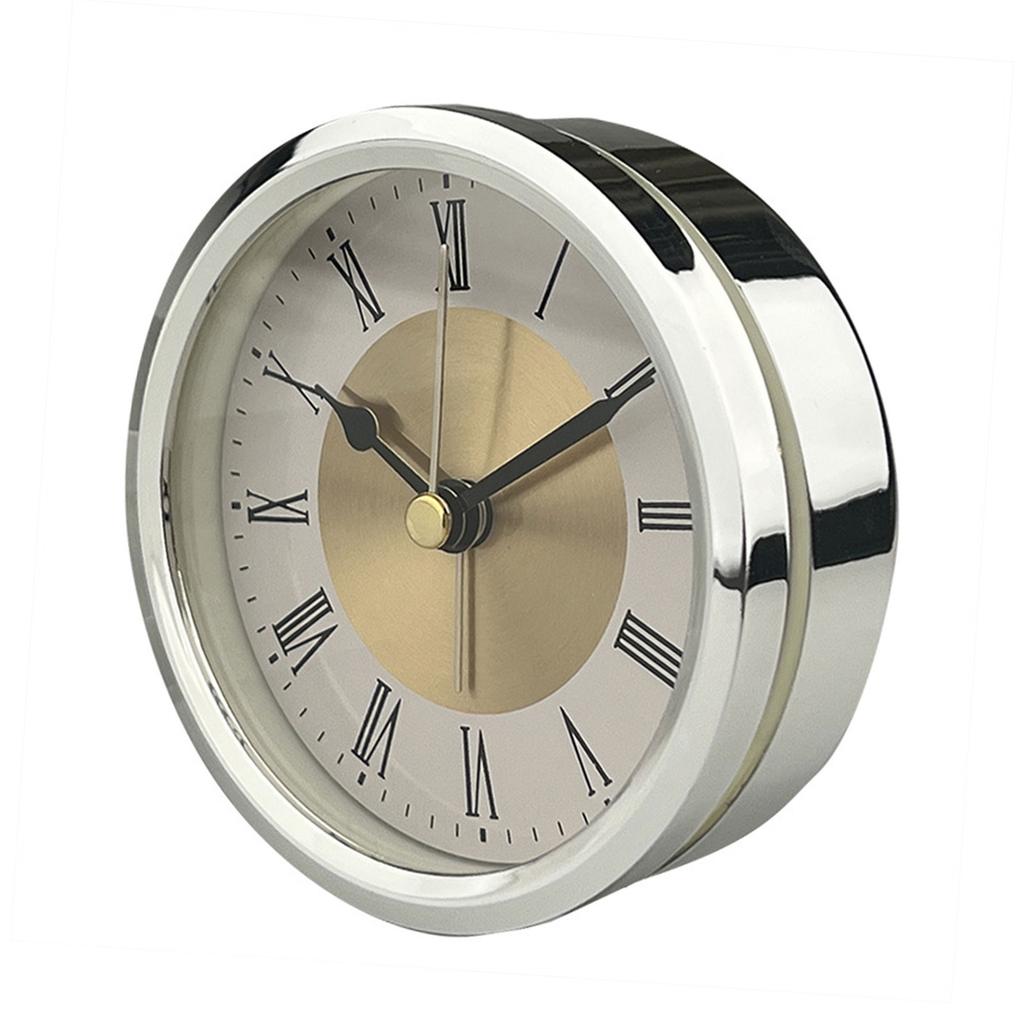 Elegant 3.5Inch Quartzs Alarm Clock Face Insert with Roman Numerals Clock Head Round Watch Insert for Craft Projects