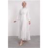 Janjan Pleated Dress White Wedding Dress