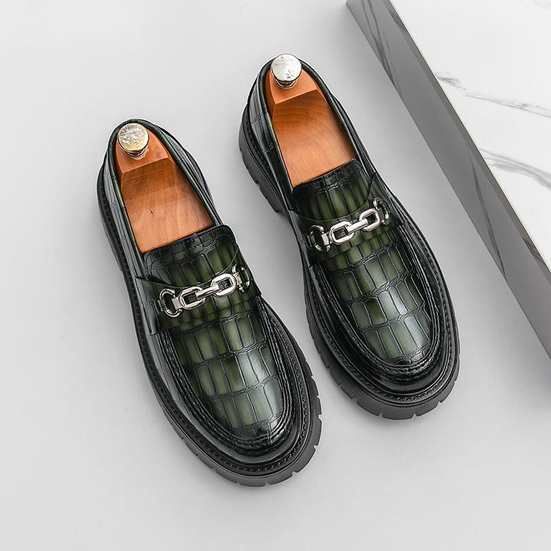 Fashion Fashionable and Trendy Men's Leather Loafers Thick Soled Non Slip Comfortable Walking Shoes Branded Urban Business Leather Shoes