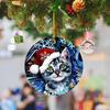 Decorative Cartoon Dog Christmas Tree Pendant Cartoon Xmas Dogs Cat Keychain  Festival