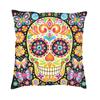 Day Of The Dead Sugar Skull Cushion Cover 55x55 Cm Halloween Mexican Flowers Soft Luxury Throw Pillow Cases for Sofa Pillowcase