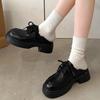 2024 Hot Sale Ladies Shoes Lace Up Women's Pumps Autumn Round Toe Solid Mary Jane Platform Water Proof Chunky Heels Loafers