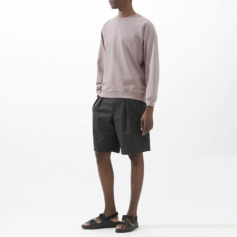 Uniqlo Серия U SS23 Однотонная толстовка с круглым вырезом Повседневная с длинным рукавом Мужская толстовка Розовый 456971-11