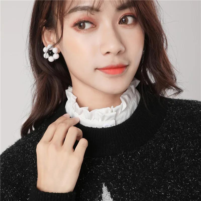 Cotton Floral Fake Collar Women Detachable Lapel Choker Necklace Ladies Removable Half Shirt False Collar Decoration