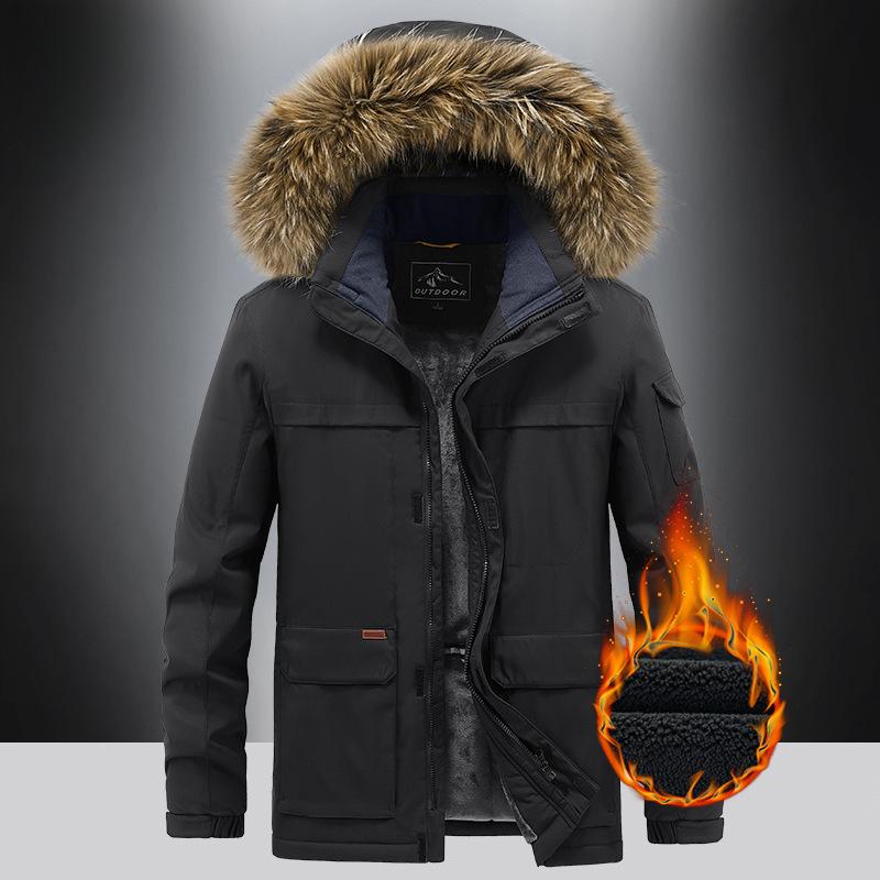 Новая зимняя куртка с хлопковой подкладкой для мужчин, куртка средней длины из бархата и утолщенного хлопкового подклада для молодых мужчин, повседневная ветрозащитная куртка с хлопковой подкладкой