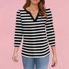 Women's Fashion Casual 3/4 Sleeve Print Shirt Women's V-Neck Tops