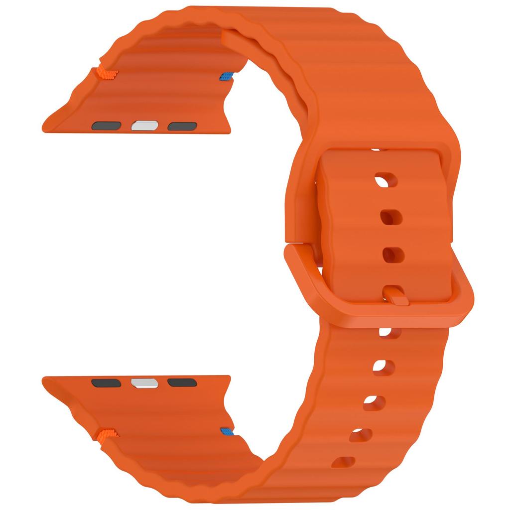 Силиконовый ремешок с волнистым узором: Совместим с Apple Watch Series 7/8/9/10, Цветная пряжка, Ультра сменный ремешок