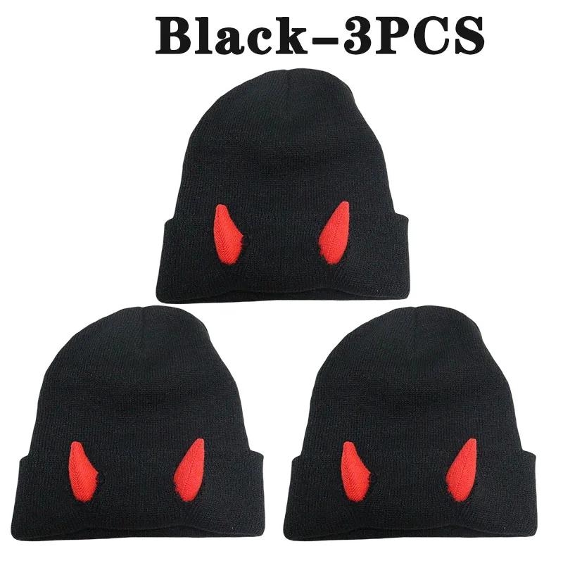 Вязаная шапка-бини с рогами дьявола для взрослых, новинка для женщин и мужчин, кепка с рогами демона на Хэллоуин, зимняя теплая хип-хоп-шапка