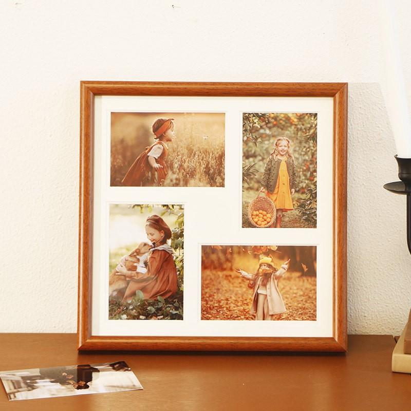 Wooden Multi-Photo Frame 9 Grid DIY Wall Hanging Or Desktop Display Couples Friends Memories Modern Minimalist Home Decor