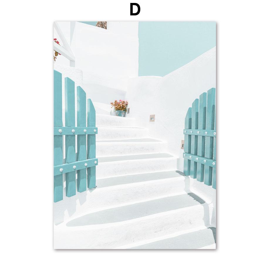 Santorini Greece Island Aegean Sea Sakura Wall Art Canvas Painting Nordic Posters And Prints Wall Pictures For Living Room Decor