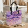  Watercolor Purple Tree Print Tote Bag Casual Large Capacity Shoulder Handbag for Daily Use