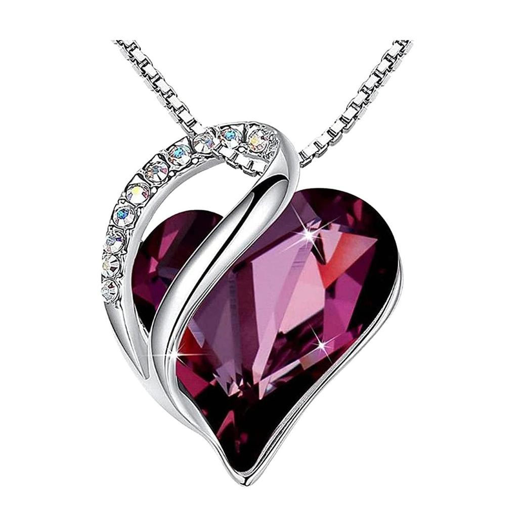 Heart Shaped Geometric Birthstone Necklace Jewelry Women's Clavicle Chain Gift